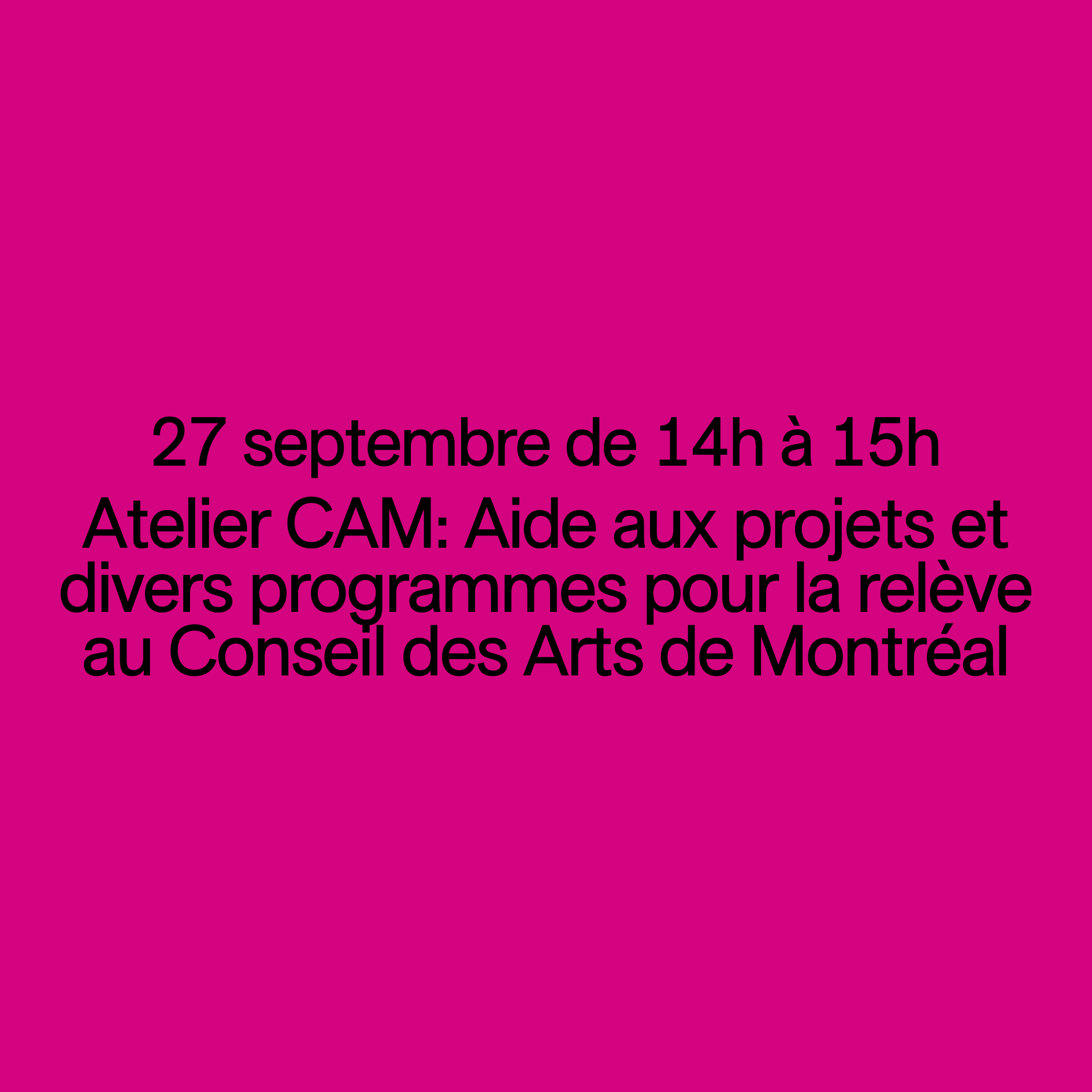 CAM Workshop - Project assistance and various programs for emerging artists at the CAM